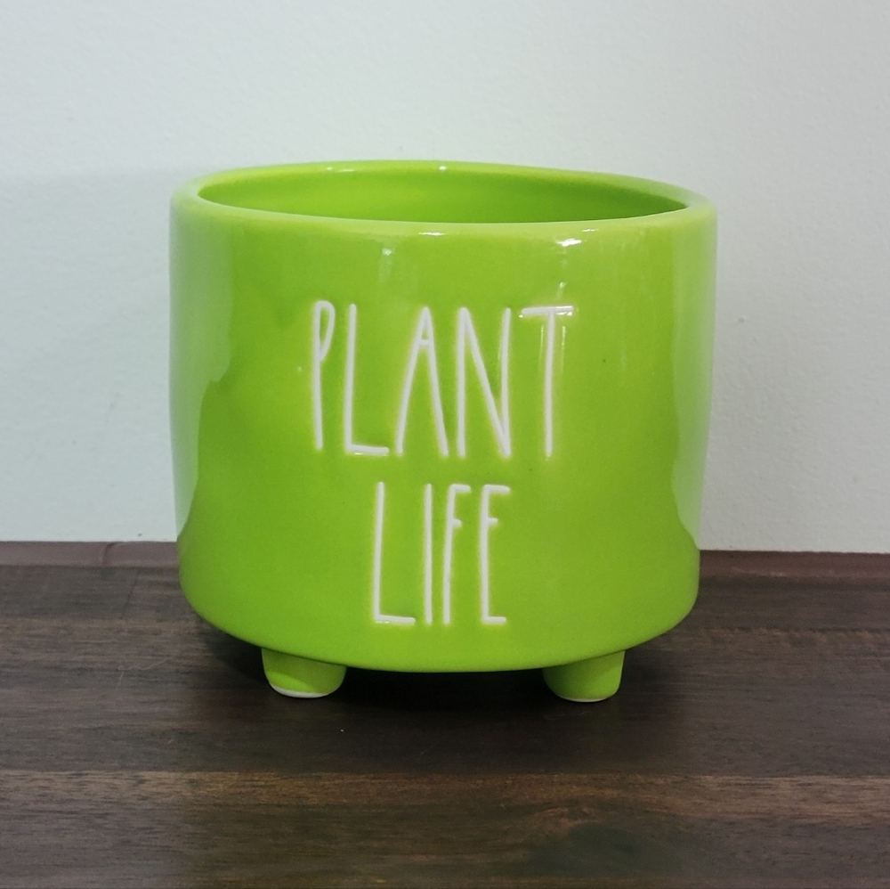 Rae Dunn Plant Life Green Ceramic Plant Pot